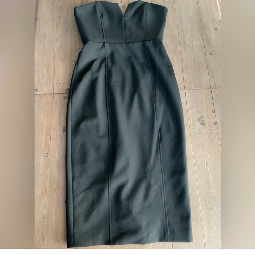 Veronica Beard Black Strapless Midi Dress with Notch Neckline - Picture 4 of 7